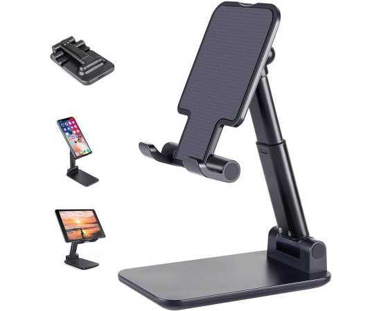 Foldable Desktop Cell Phone Holder - Black