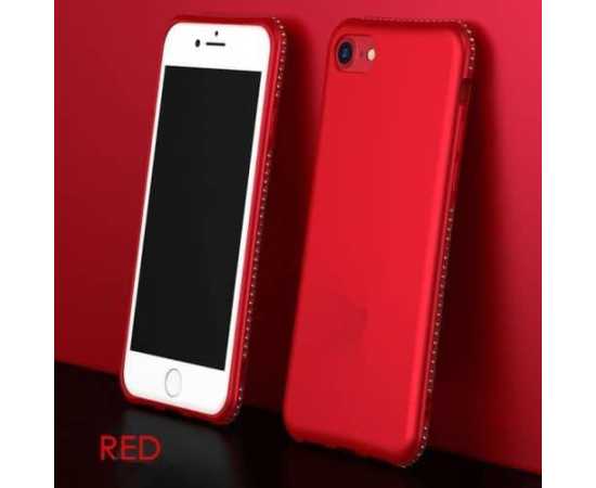 Rhinestone Red Glitter Matte Case For iPhone 7