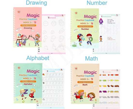 Set of 4 Sank Magic Practice Copybook for Children