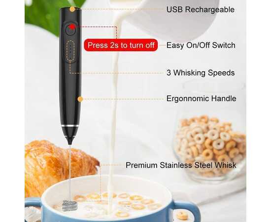 1pc Folding Electric Egg Beater, 3 Speeds Milk Frother Portable USB Mixer  Hand Held Coffee Whisk Household Kitchen Gadgets Foamer