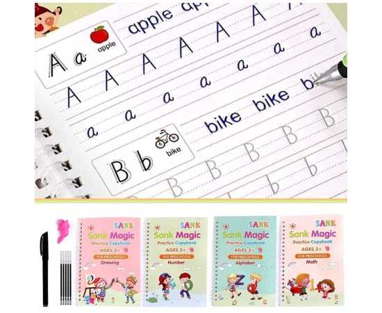 Magic Practice Copybook For Montessori Children - 4 Books+10 Ink Refill