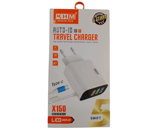 KHM X150 Type-C Travel Charger With 3 Ports
