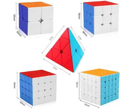 Set of 5 Moyu Meilong Rubik's Cubes - Sticker less
