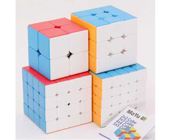 Pack of 4 Moyu Cube Sticker Less Puzzle Toy Set
