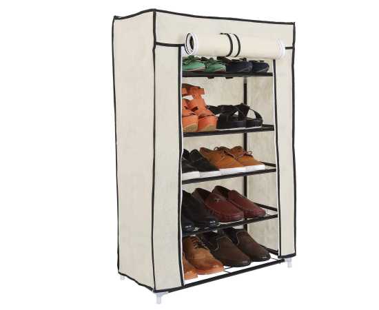 5 Layer Combination Shoes Frame Metal Rack With Cover