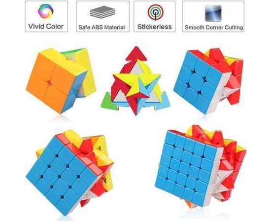 Set of 5 Moyu Meilong Rubik's Cubes - Sticker less