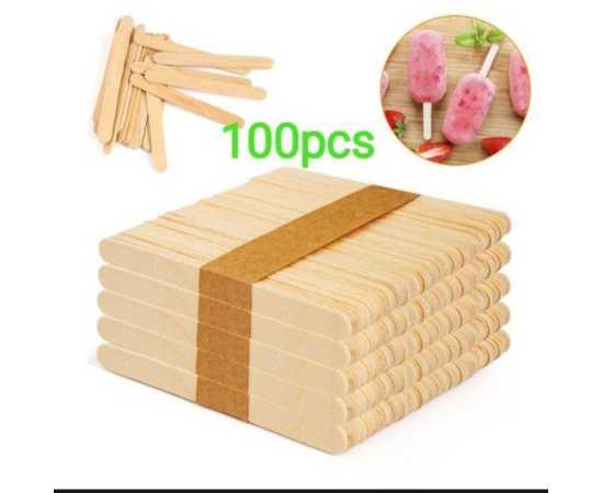 Pack Of 100 Small Craft Wooden Popsicle Sticks (Length - 4.5 Inches)