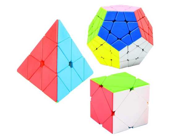 Pack of 3 Speed Rubik's Cube Sticker less Puzzle Toy