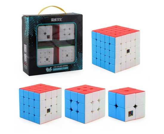 Bundle of 4 Moyu Meilong Rubik's Sticker less