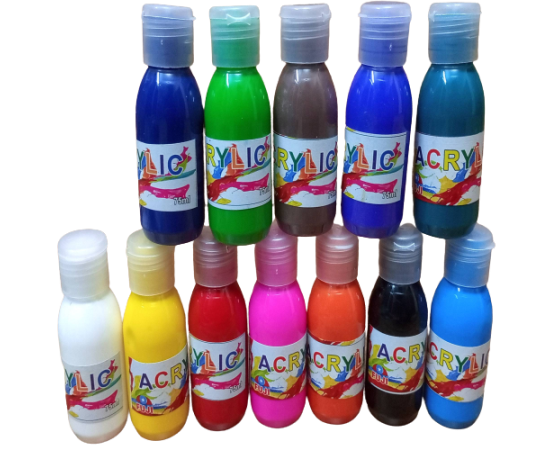 Pack of 24 Bottles Acrylic Color Paints 75 ml