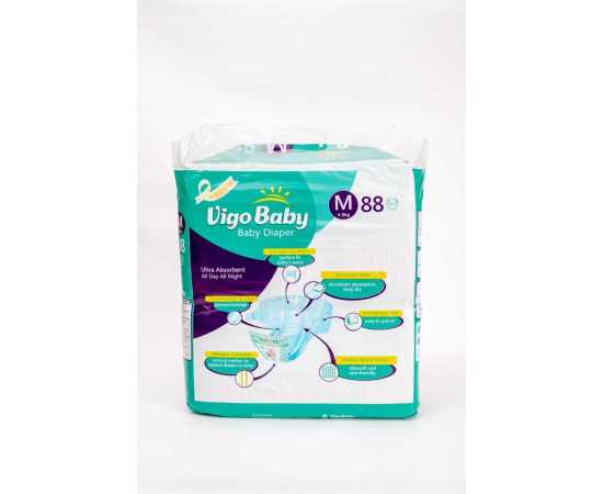 Vigo Diaper (M/4-9kg/3) Jumbo Pack 88's