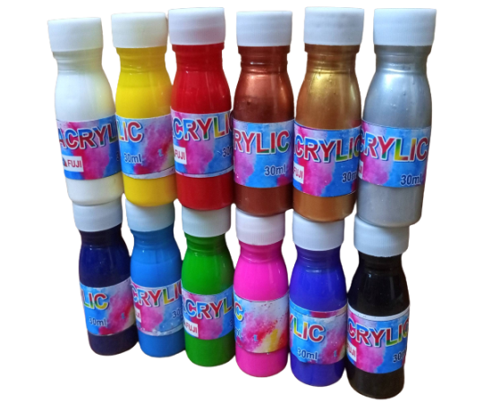 Pack of 12 Bottle Acrylic Color Paints 30 ml
