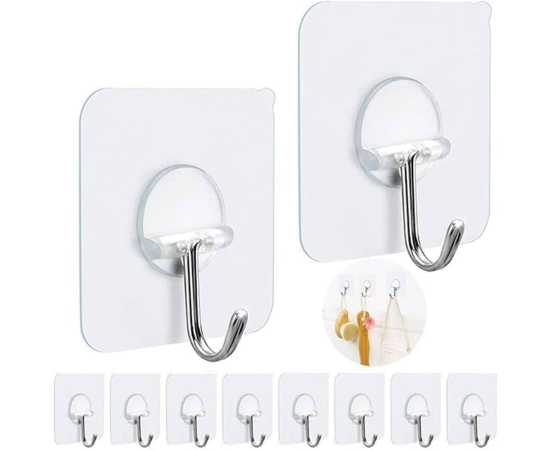 Pack of 10 Adhesive Wall Hooks