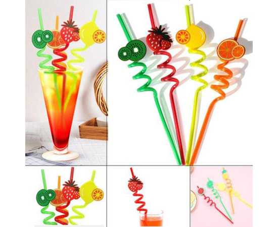 Pack of 4 Acrylic Fruit Straws Washable & Reusable