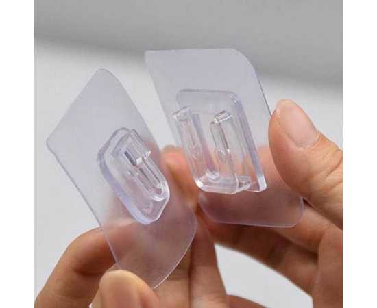 1 Pair Transparent Double Sided Wall Hooks 1 Pair Transparent Double Sided Wall Hooks