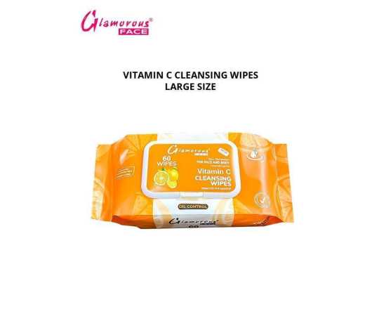 Glamorous Face Cleansing Makeup Remover Wipes Vitamin C Large 60 Pieces