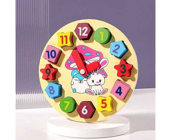 Polished Wooden Educational Digital Geometry Clock