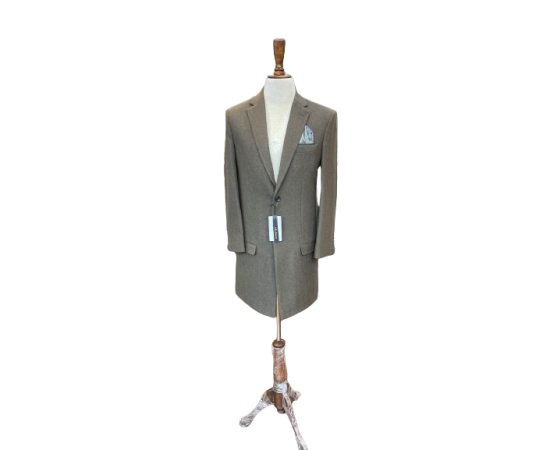 Azlan Shahzad Woolen Long Coat For Men - Greenish Brown Azlan Shahzad Woolen Long Coat For Men - Greenish Brown