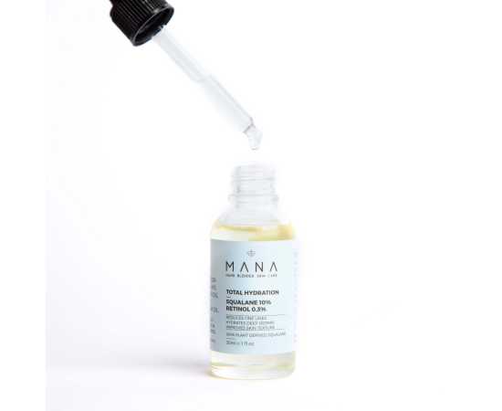 Mana Total Hydration Skin Care Serum 30ml - Squalane 10% Retinol 0.3%