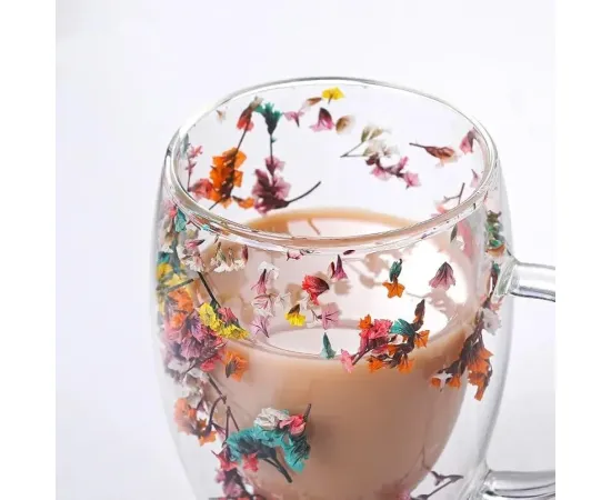 Double Wall Glass Drink Mug with HandleDouble Wall Glass Drink Mug with Handle