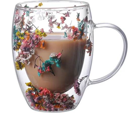Double Wall Glass Drink Mug with Handle