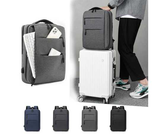 Bag City. Business Laptop Backpack Dual Compartment With USB Port -  Black