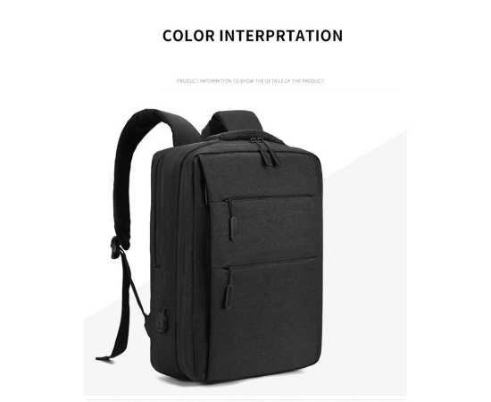 Bag City. Business Laptop Backpack Dual Compartment With USB Port -  Black