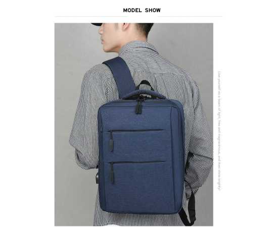 Bag City. Business Laptop Backpack Dual Compartment With USB Port -  Blue