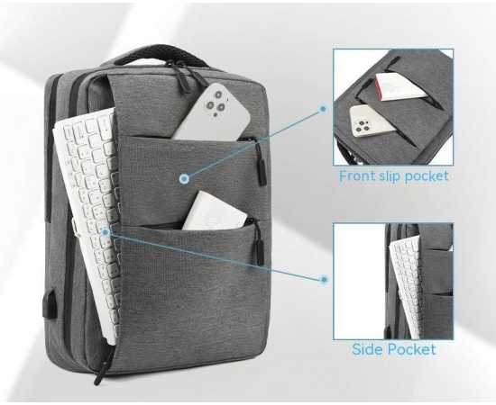 Bag City. Business Laptop Backpack Dual Compartment With USB Port -  Black