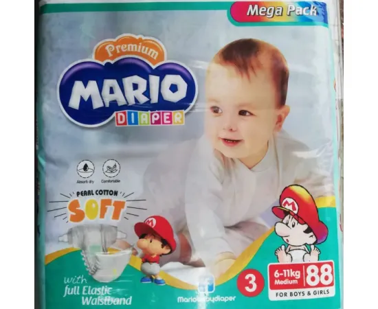 MARIO BABY DIAPER SIZE-3 MEDIUM 6-11KG (88 PCS PACK)