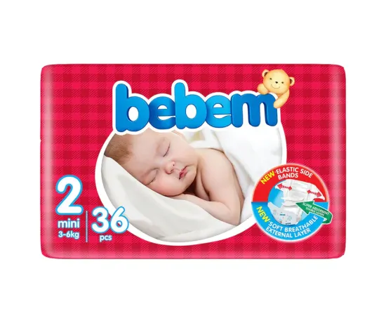 Bebem Baby Diaper Size 2 (Mini), 36 Pieces