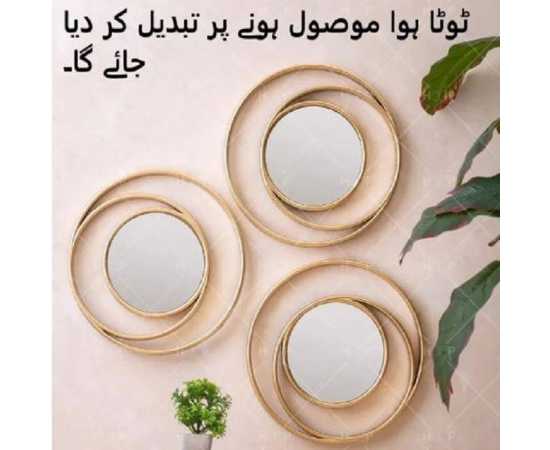 Round Shape Wall Mirror Pack Of  3 Piece