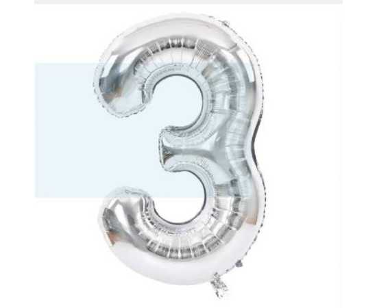 Silver Single Number Balloons Digits Aluminum Foil 16 Inch Balloon