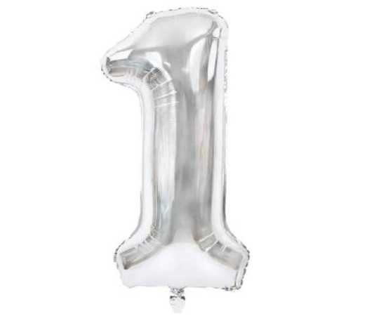 Silver Single Number Balloons Digits Aluminum Foil 16 Inch Balloon