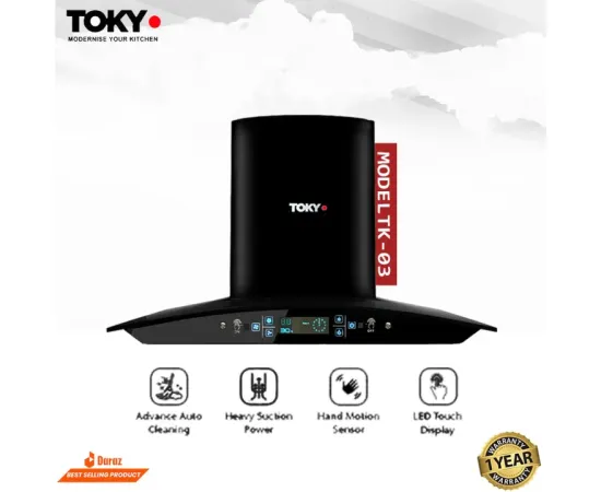 Tokyo Black Stainless Steel Hood touch and hand sensor