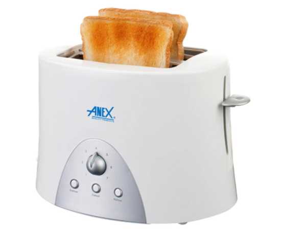 Anex Ag-3011 - 2 Slice Toaster - White Pop Up Toaster