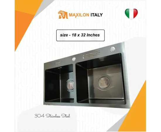 Maxilon Italy 82X45 Kitchen Handmade Sink Double Bowl