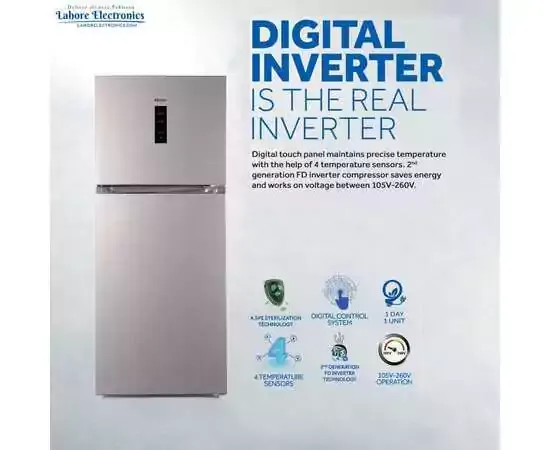 Haier HRF-368IBSA Metal Door Inverter Refrigerator 13 Cubic Feet