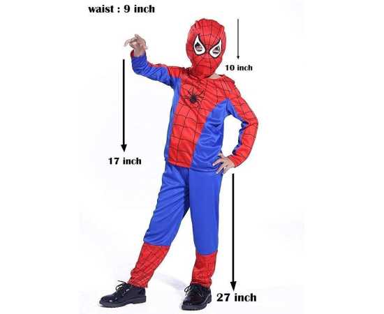 Kid's Cotton Blend Superhero Dress 4 To 6 Years - Red & Blue Kid's Cotton Blend Superhero Dress 4 To 6 Years - Red & Blue