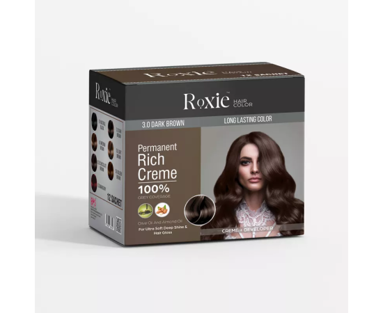 Roxie Hair Color Sachet Box 12 pcs 3.0 Dark Brown
