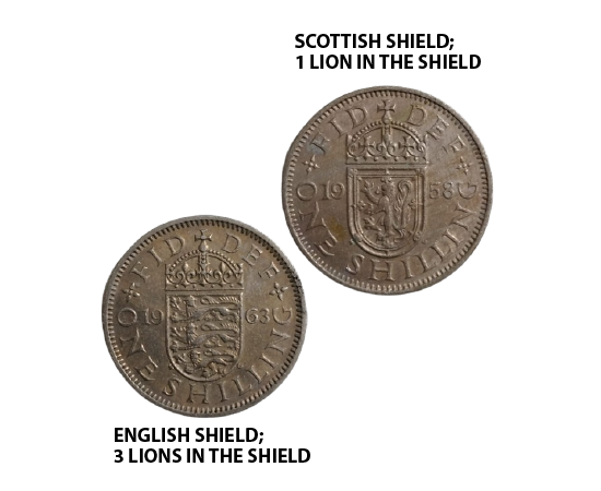United Kingdom One Shilling Set of 2 Coins (1954-1970)