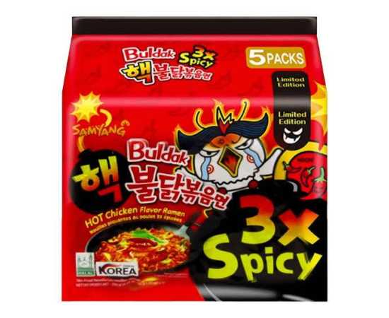 Samyang 3x Hot Spicy Chicken Stir-Fry Ramen Noodles 140g - 5-Piece