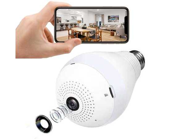 IP Wireless Panoramic WIFI Bulb Camera 1080p Hd 2mp With V380 Pro App