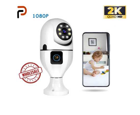 Wi-Fi Camera V380 Pro Dual Lens E27 Bulb Camera 1080p