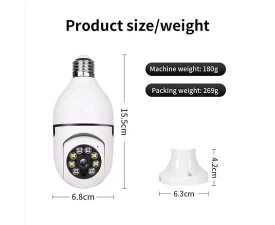 Wifi Smart Bulb Camera V380 Full Hd Cctv Security - 1080P