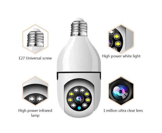 Wifi Smart Bulb Camera V380 Full Hd Cctv Security - 1080P