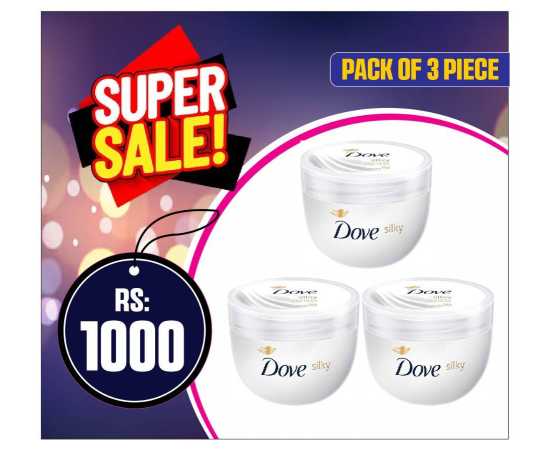 Pack of 3 - Dove Body Silk Moisturising Cream 300Ml