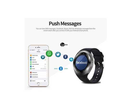 Smart Watch Y1S With GSM Slot For IOS - Black