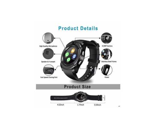 Smart Watch Y1S With GSM Slot For IOS - Black