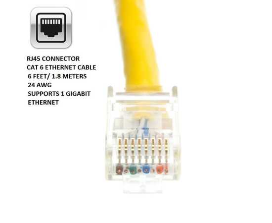Cat 6 Utp Ethernet Cable With Rj45 Connectors 6 Feet/ 1.8 Meters Cat 6 Utp Ethernet Cable With Rj45 Connectors 6 Feet/ 1.8 Meters